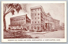Postcard Wiggins Old Tavern & Hotel Northampton MA Colonial Charm