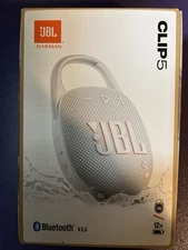 JBL Clip 5 Portable Bluetooth Waterproof Speaker I White | New
