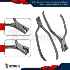RDM German TC Micro Mini Distal End Cutter Safety Hold Ortho Plier 12.2cm Silver