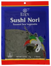 Eden Sushi Nori Toasted Sea Vegetable 0.6 Oz 7 Sheets Rice 6