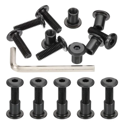 10 pièces pour Chicago Boulon à tête hexagonale M6x20mm vis à pas fin noir - Photo 1/4