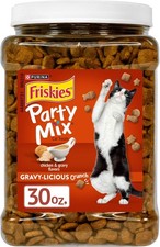Purina Party Mix Gravy-Licious Crunch Chicken Gravy Flavors Cat Treats 30 oz