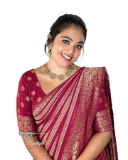 Women's Kanjivaram Soft Silk Banarasi Sarees With Blouse Piece