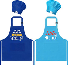 4Pcs Kids Apron and Chef Hat Set Gift for Girls Boys Junior and Little