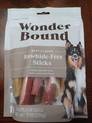 Wonder Bound Beef Flavor Dog Treat Sticks - 10 Count - Rawhide-Free 10/2026