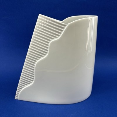Rosenthal Studio Line 80 s Uta Feyl 9  White Porcelain Vase Germany Vintage