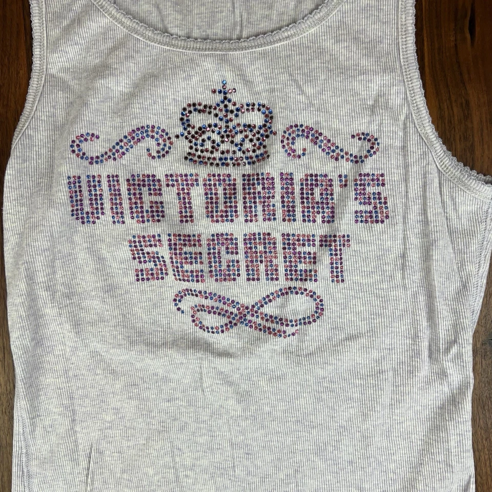 复古 Y2K Victoria’s Secret 粉红色石灰吊带背心灰色大号 — 第 2/4 张图片