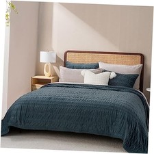 Velvet Quilt King Size, Luxury Velvet King/Cal King 104" x 92" Stormy Blue