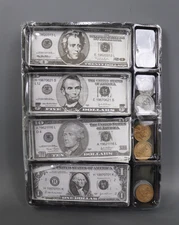 JaRu #3128 Play Money Cash Tray 20 Coins and 20 Bills ( Missing Accessories )