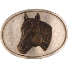 Horse Rodeo Cowgirl Cowboy Trophy Western Stallion Mare Quarter Vtg Belt Buckle