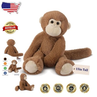 Vermont Teddy Bear 15'' Brown Monkey Plush - Whimsical Fantasy Stuffed Animal Toy
