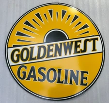 GOLDENWEST GASOLINE PORCELAIN ENAMEL GAS & OIL SIGN 30" SSP.