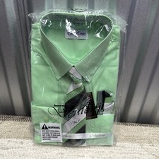 Vintage Berlioni Italy Dress Shirt Tie Pocket Square Set Boys 12 Dwight Schrute