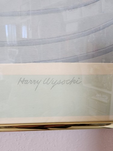 Quadro vintage firmato Harry Wysocki ricamato di cigno e cignetti - Foto 2 di 9