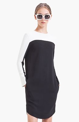 Akris punto Long Sleeve Colorblock Shift Dress Size 4 