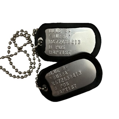 DogTag Militärplatten Edelstahl mit Gravur BUBBA von Forrest Gump Dogtags