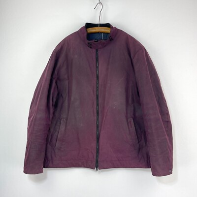 Barbour Barnby Wax Jacket Mens XL Burgundy Plum Red Biker