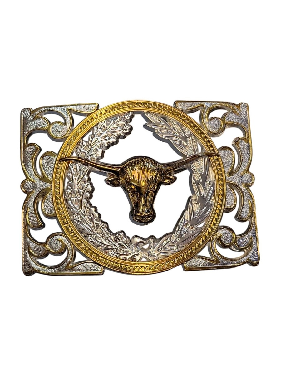 Cowboy Belt Buckle For Man Long Horn Bull Head 1/4