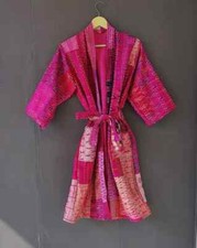 Indian Patchwork Kantha Jacket, Soft Silk Kantha Jacket, Cotton Bath Robe Kimono