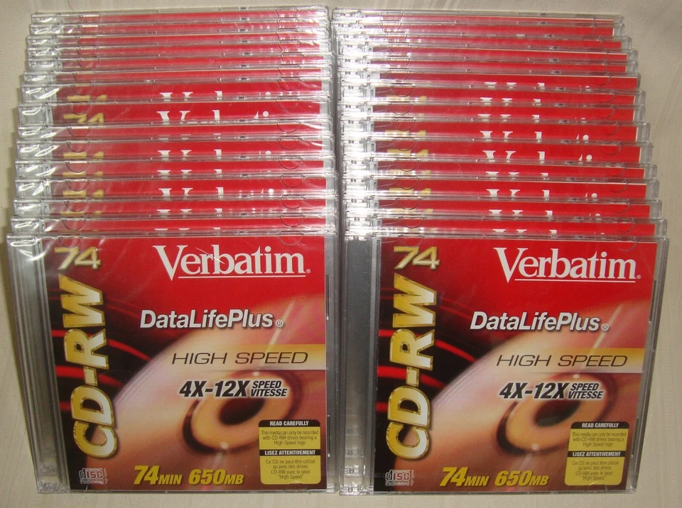 Verbatim Cd-Rw 650 Mb 4X-12X High Speed Branded 30 PK Slim Case 74 Min - Image 2 of 4