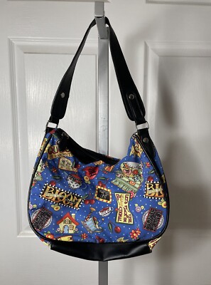 Mary Engelbreit  Bag Cherries Bloom Tea Pot Home is Where the Heart Is Blue