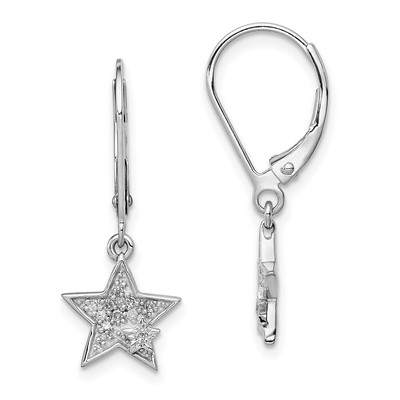 23 mm Sterlingsilber rhodinierte Diamant Stern Hebel Ohrringe