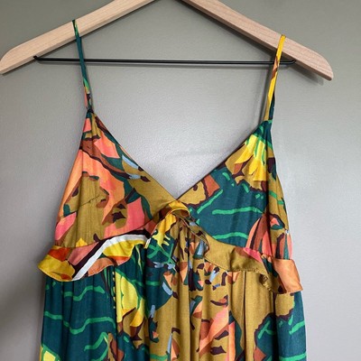 Sezane Julie Dress in Amazone Size Small Yellow Green Pink 