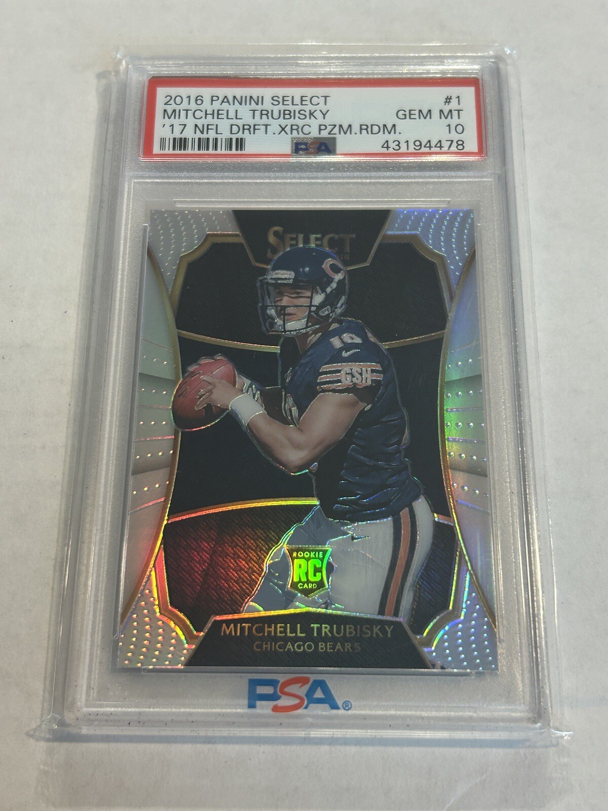2016 SELECT MITCHELL TRUBISKY #1 XRC SILVER PRIZM ROOKIE PSA 10 BEARS (78)