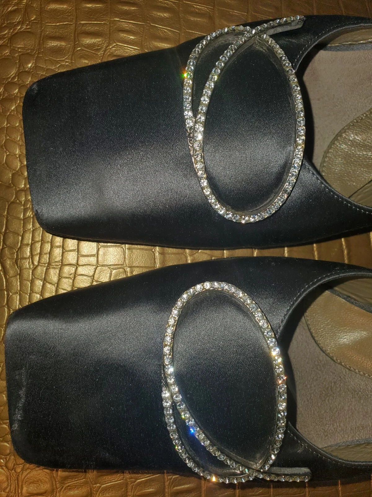SAINT LAURENT (YSL) Yves Saint Laurent Argento Seta Abbellita 2 75" Tacco Mules US 9 M