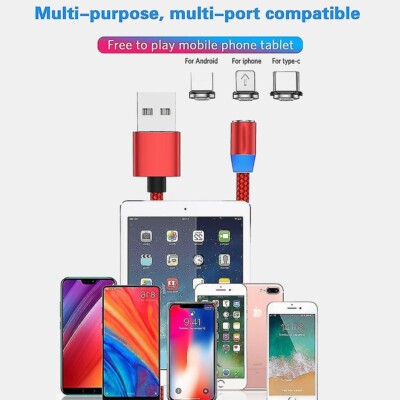 Cavo USB Magnetico 3 In 1 3A, Blu - USB‑C/Micro‑USB/Lightning - Foto 2