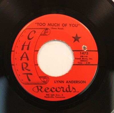Country NM! 45 Lynn Anderson - Too Much Of You / If This Is Love Auf Chart