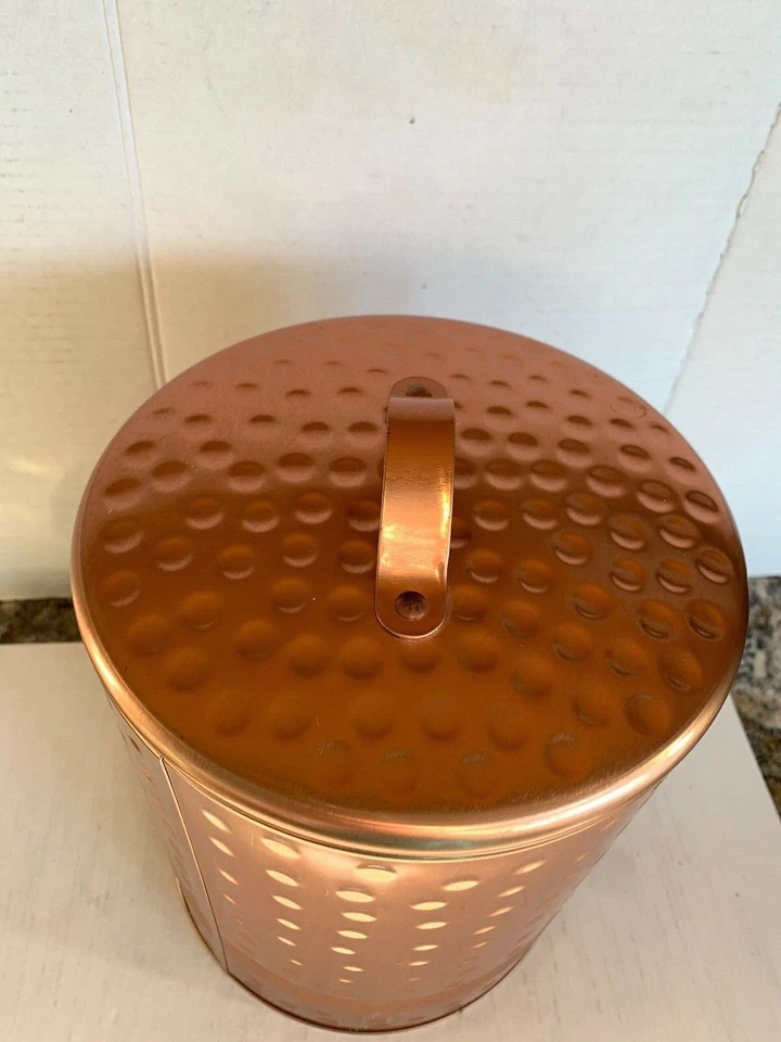 Cookie Jar Hammered Copper Finish 9" Flour Jar Kitchen Decor Treat Jar Farmhouse - Image 4 of 4