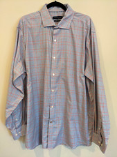 Tommy Hilfiger Mens THFLEX Supima Regular Fit Stretch Button Up Shirt Blue XL