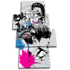 Abstract Girl Design Fashion MULTI CANVAS WALL ART Picture Print VA