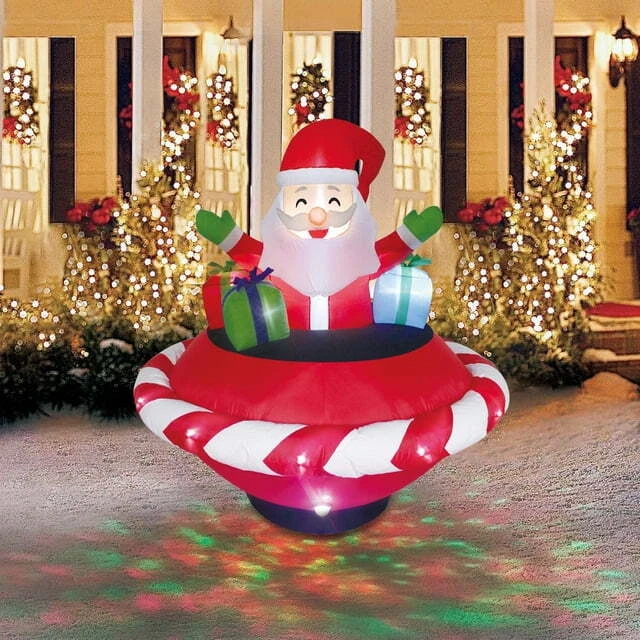 5 Ft Santa In Flying Saucer Christmas Inflatables Outdoor