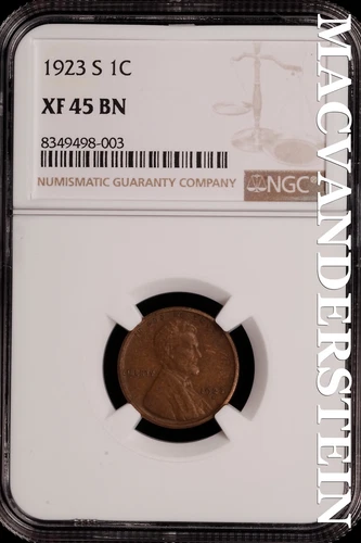 1923-S Lincoln Wheat Cent - NGC XF 45 BN - Scarce  No Reserve  #SLH53