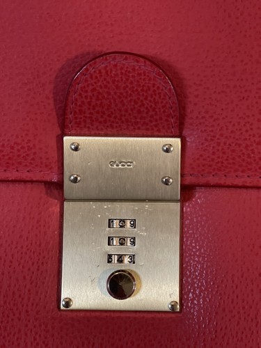 Vintage Gucci Briefcase Grain Leather Combination Lock Red! Beautiful! Euc! - Picture 5 of 16