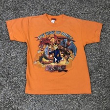 Vintage 90s Yu-Gi-Oh Tee T Shirt YOUTH Size Boys Medium it  s time to duel orange