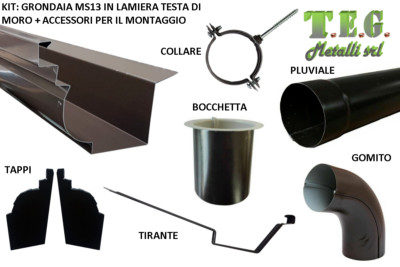 Kit Grondaia Tonda In Alluminio Rame Antichizzato | 4 Metri + Accessori | Con Baverino - Foto 5