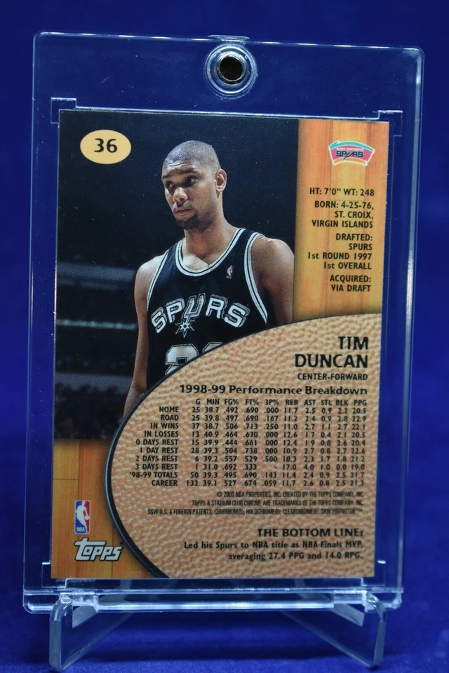 TIM DUNCAN STADIUM CLUB CHROME SP SAN ANTONIO SPURS LEGEND 2021 HOF - Image 2 of 2