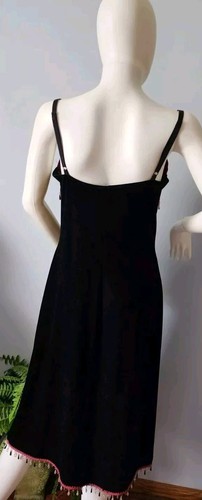 Betsey Johnson NY VTG Slip Dress Y2K Stretch Velvet Floral Lace Beaded Sz L - Picture 19 of 24