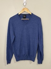 Jos. A. Bank Traveler Collection Blue 100 Merino Wool V-Neck Sweater Sz XL