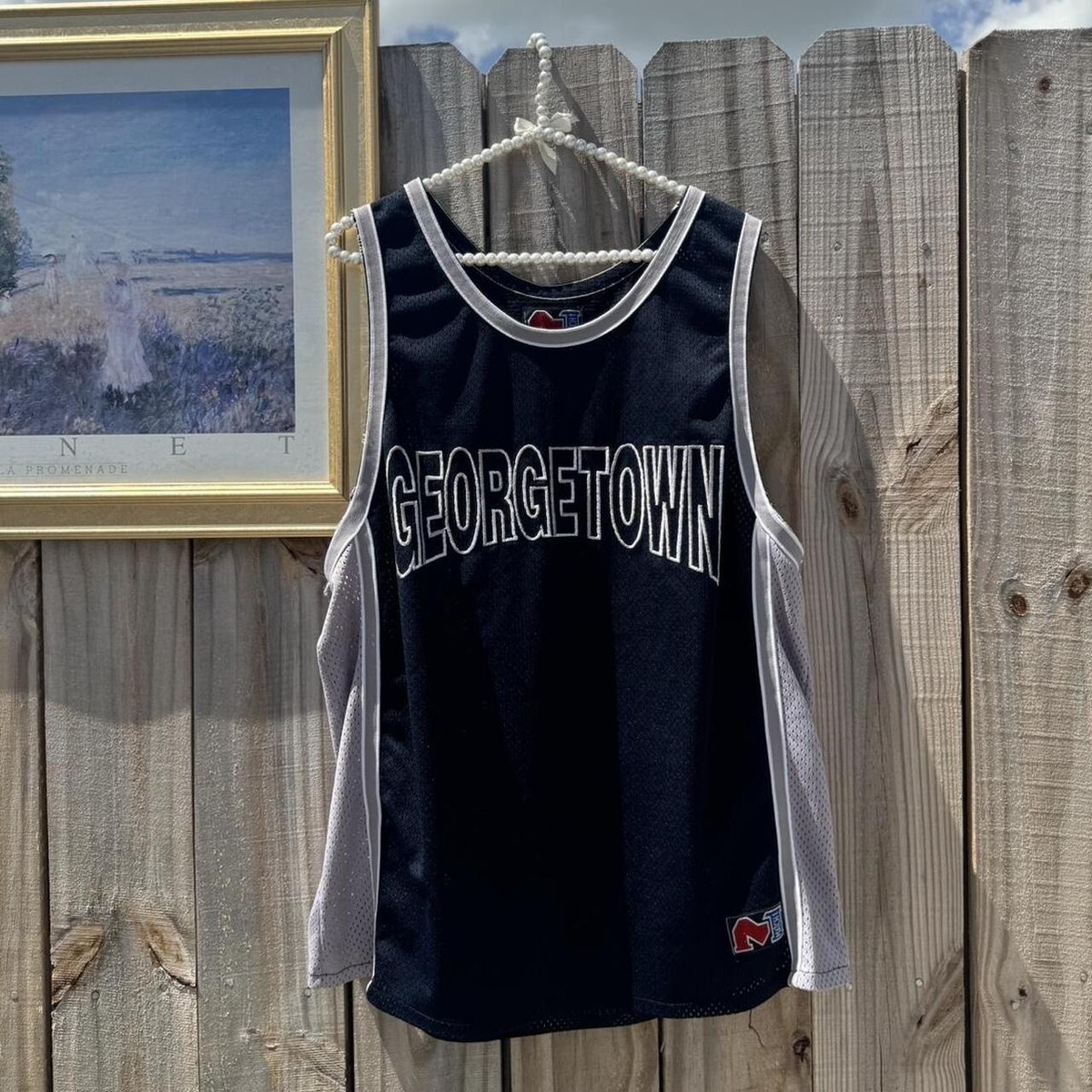 Georgetown Jersey Tanktop Sleeveless Navy Blue White Silver Men