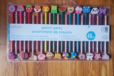 NEW  Creatology 48pc colored pencil and pencils fun eraser toppers Party Pack