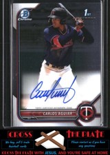 1-2022 Bowman Chrome Autographs Carlos Aguiar Minnesota Twins #CPA-CA
