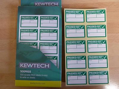 Kewtech 500PASS PAT Prüfgerät bestanden Etiketten x 500