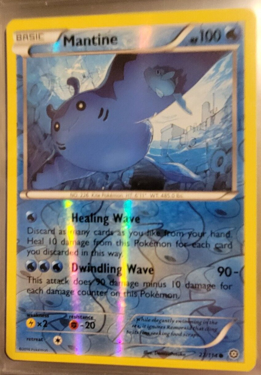 Reverse Holo Foil Mantine # 27/114 Steam Siege Set Pokemon Cards NM/MINT