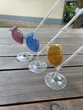 Lauscha Schnapspfeife Set  3 Stück Glas Handarbeit Cognacpfeife Likörpfeife DDR