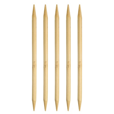 5 Stück Bambus Stricknadeln Doppelspitz US 11 (8 mm) 7,9 Zoll (20 cm) Gelb