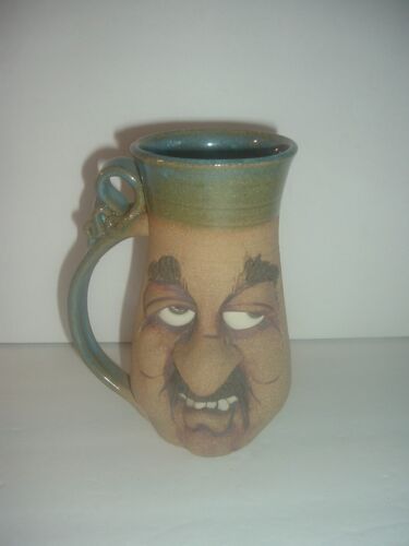 Signed Pottery Funny Face Mug - Picture 1 of 8